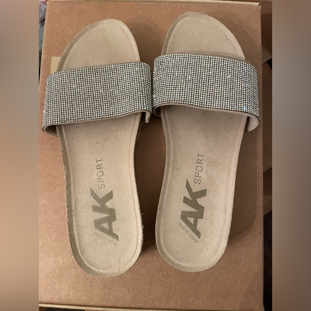 Anne Klein sparkly shine stone slides sandals
